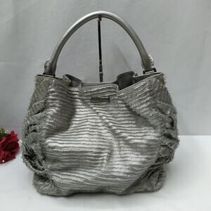 Burberry Prorsum Runaway Gray Leather Gathered Hobo Shoulder Bag